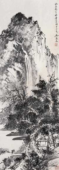吴琴木 癸未（1943年）作 雨中山色 立轴